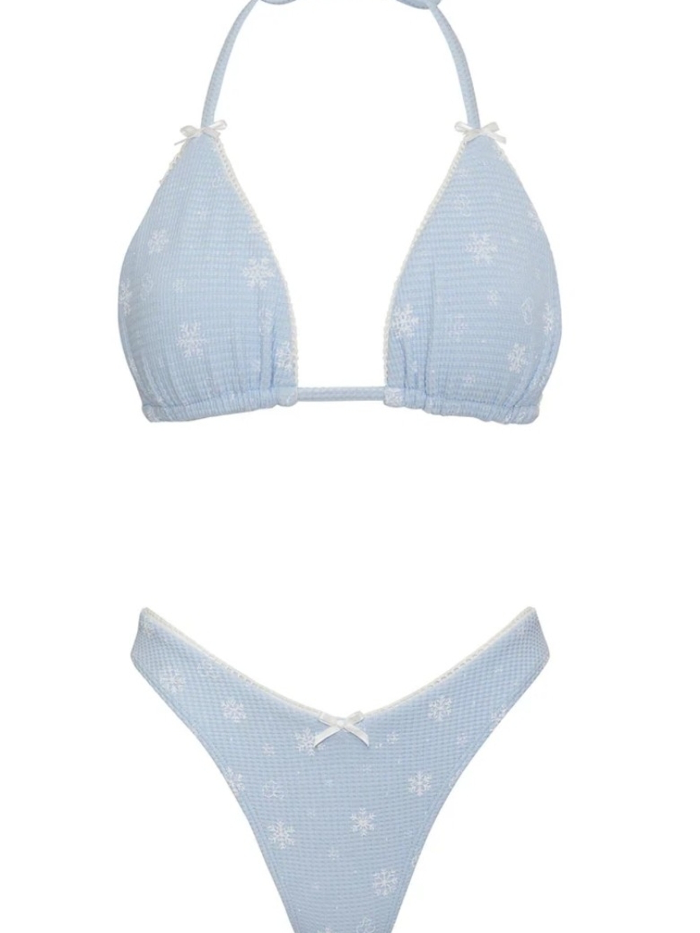 Frankie's Bikinis Set Enzo Waffle Flurries Light Blue Snowflake Bikini 2piece